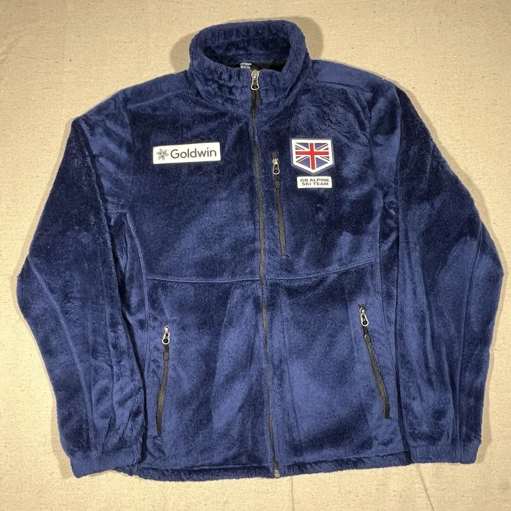 Goldwin Mens's M GB Alpine Ski Team Blue Fleece Jacket Full Zip Great Britain